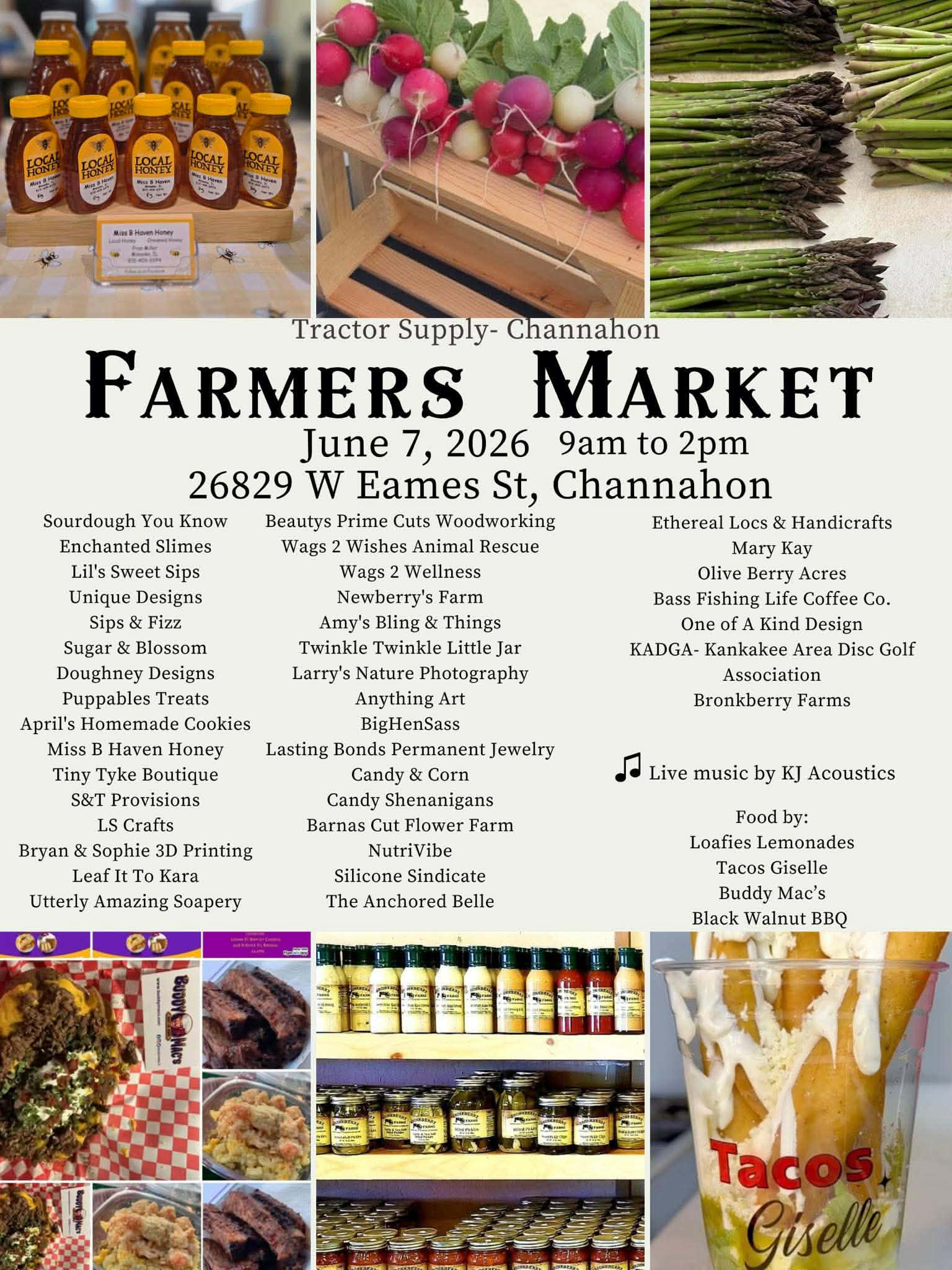 June 7 Farmers Market vendor lineup flyer